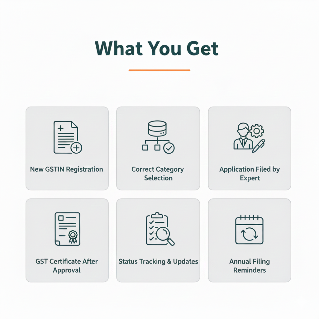 List of services or features with icons and text on a white background