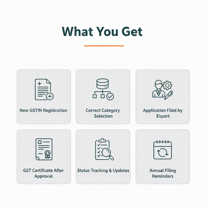 List of services or features with icons and text on a white background